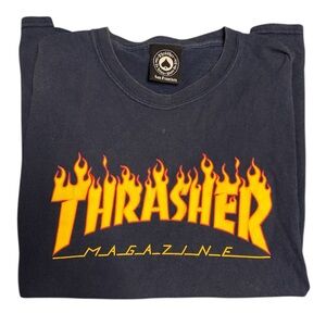 Thrasher Black Tee with Fiery Logo